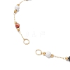 304 Stainless Steel & Faceted Round Gemstone Link Chain Bracelet Making AJEW-JB01346-3