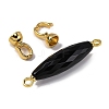 Rack Plating Brass and Black Onyx Flod Over Clasps KK-B103-08G-2