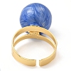 Enamel Round with Evil Eye Beaded Open Cuff Ring RJEW-E069-03G-4