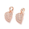 Brass Micro Pave Cubic Zirconia European Dangle Charms ZIRC-E163-17RG-1