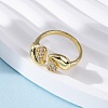 Brass Micro Pave Clear Cubic Zirconia Cuff Rings for Women RJEW-U043-04G-3