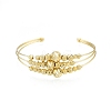 Brass Round Beaded Open Cuff Bangle BJEW-I303-01G-1