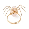 Natural Rose Quartz Beaded Finger Rings RJEW-TA00210-04-4