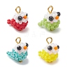 Glass Seed Beaded Bird Charms PALLOY-MZ00971-1