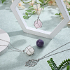 2Pcs Brass Macrame Pouch Natural Rose Quartz Round Inside Pendant Necklaces NJEW-PH01597-4