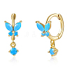 925 Sterling Silver Butterfly Hoop Earrings with Cubic Zirconia CY9476-11-1