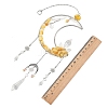 Moon Natural Topaz Jade & 304 Stainless Steel & Brass Suncatchers HJEW-TA00488-03-3