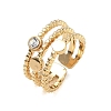 304 Stainless Steel Pave Clear Cubic Zirconia Cuff Open Rings for Women RJEW-F207-03F-G-2