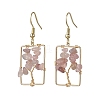 Natural Rose Quartz Chips Tree Dangle Earrings EJEW-JE05734-03-1