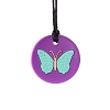 Round with Butterfly Food Grade Eco-Friendly Silicone Pendants PW-WGEF2D6-02-1