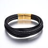 Leather Cord Multi-Strand Bracelets BJEW-E352-40G-1