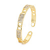 Cubic Zirconia Rectangle Open Cuff Bangle BJEW-S141-024-3