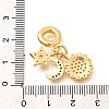 Brass Black & Clear Cubic Zirconia Sun & Star & Moon European Dangle Charms KK-U048-07G-3