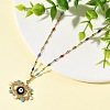 304 Stainless Steel Evil Eye Pendants 304 Stainless Steel Chains Necklaces for Women NJEW-JN06380-1