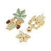 Maple with Pine Cone Enamel Stud Earrings EJEW-M005-07-2