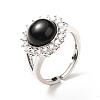 Natural Obsidian Adjustable Rings RJEW-P043-02P-17-4