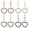 ANATTASOUL 4 Pairs 4 Colors Rhinestone Hollow Heart Dangle Stud Earrings EJEW-AN0004-17-1