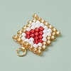 Beaded Rectangle with Heart Charms PALLOY-MZ00442-5