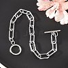 Tarnish Resistant 304 Stainless Steel Paperclip Chain Bracelets BJEW-O186-03P-1