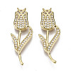 Brass Micro Pave Clear Cubic Zirconia Pendants ZIRC-N039-070-NF-1