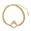 Brass Micro Pave Cubic Zirconia Link Bracelets BJEW-M050-06G-01-4