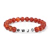 Natural Red Agate Round Beaded Stretch Bracelets for Women Men EF1052-1-1