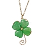 Dyed Natural Malaysia Jade Shamrock Pendant Shamrock Necklaces NJEW-JN05102-02-2