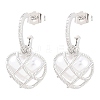 Valentine's Day Heart Brass Micro Pave Clear Cubic Zirconia Dangle Stud Earrings EJEW-Z164-04P-4