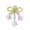Glass Seed Beaded Bowknot with Flower Pendants PALLOY-MZ01129-05-1