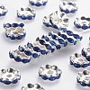 Silver Plated Flat Round Brass Acrylic Rhinestone Spacer Beads RB-J556-04S-1