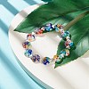 Handmade Millefiori Lampwork & Alloy Heart Beaded Stretch Bracelet BJEW-JB08042-03-2