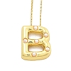 Brass & Plastic Pearl Letter Pendant Box Chain Necklaces for Women NJEW-U017-01G-02-1