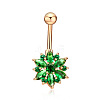 Brass Cubic Zirconia Flower Belly Rings WG7802B-07-2