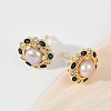 Brass Imitation Pearl Stud Earrings KK-D301-08G-4