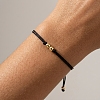Adjustable Brass Round Bead Polyester Braided Cord Bracelets for Women ZQ0354-1-6
