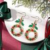 Christmas Wreath Electroplated Glass Bead Dangle Earrings EJEW-TA00509-2