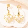 Valentine's Day Heart Brass Micro Pave Clear Cubic Zirconia Dangle Stud Earrings EJEW-Z164-04G-1