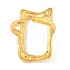 Ion Plating(IP) 304 Stainless Steel Hollow Rectangle Cuff Ring for Women RJEW-A043-15G-3