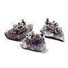 Natural Tourmaline Cluster & Alloy Miner Model Ornament DJEW-D002-08AS-02-1