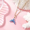 MIYUKI Delica Beads Beaded Mermaid Tail Pendant 304 Stainless Steel Cable Chain Necklaces for Women NJEW-MZ00130-03-1