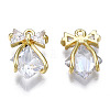 Brass Inlaid Clear Cubic Zirconia Pendants ZIRC-S069-010G-2