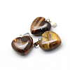 Heart Natural Tiger Eye Pendants X-G-Q371-06-2