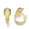 Green Cubic Zirconia Snake Huggie Hoop Earring EJEW-N011-46I-NF-2