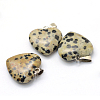 Heart Natural Dalmatian Jasper Pendants G-Q438-04-2