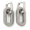 Non-Tarnish Grooved Oval 304 Stainless Steel Huggie Hoop Dangle Earrings for Women EJEW-G392-01P-1