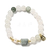 Round Natural Quartz Beaded Stretch Bracelets BJEW-M315-08-1