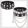 2Pcs 2 Styles Punk Style Imitation Leather Bangles BJEW-CL0001-04B-6