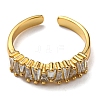 Rack Plating Brass Open Cuff Rings with Cubic Zirconia KK-D026-37G-2