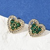 Heart Brass Micro Pave Cubic Zirconia Stud Earrings EJEW-M082-15G-2