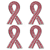 4Pcs Awareness Ribbon Rhinestone Pins JEWB-GO0001-22-1